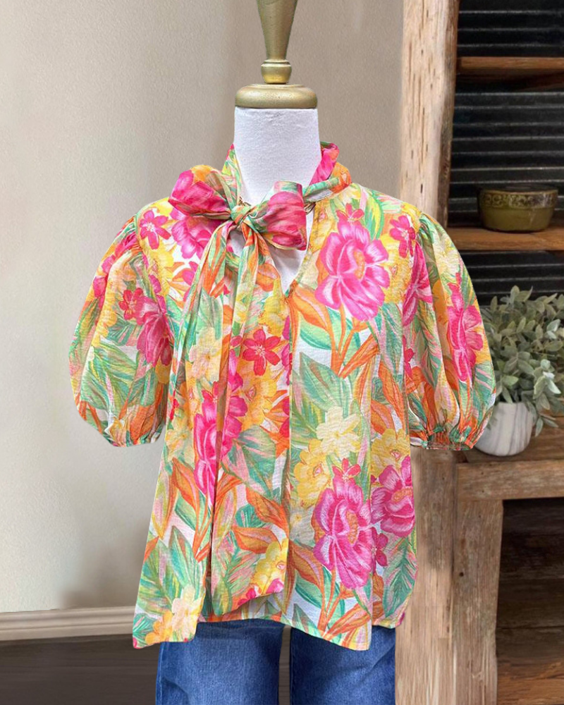 Bright Floral Painted Top