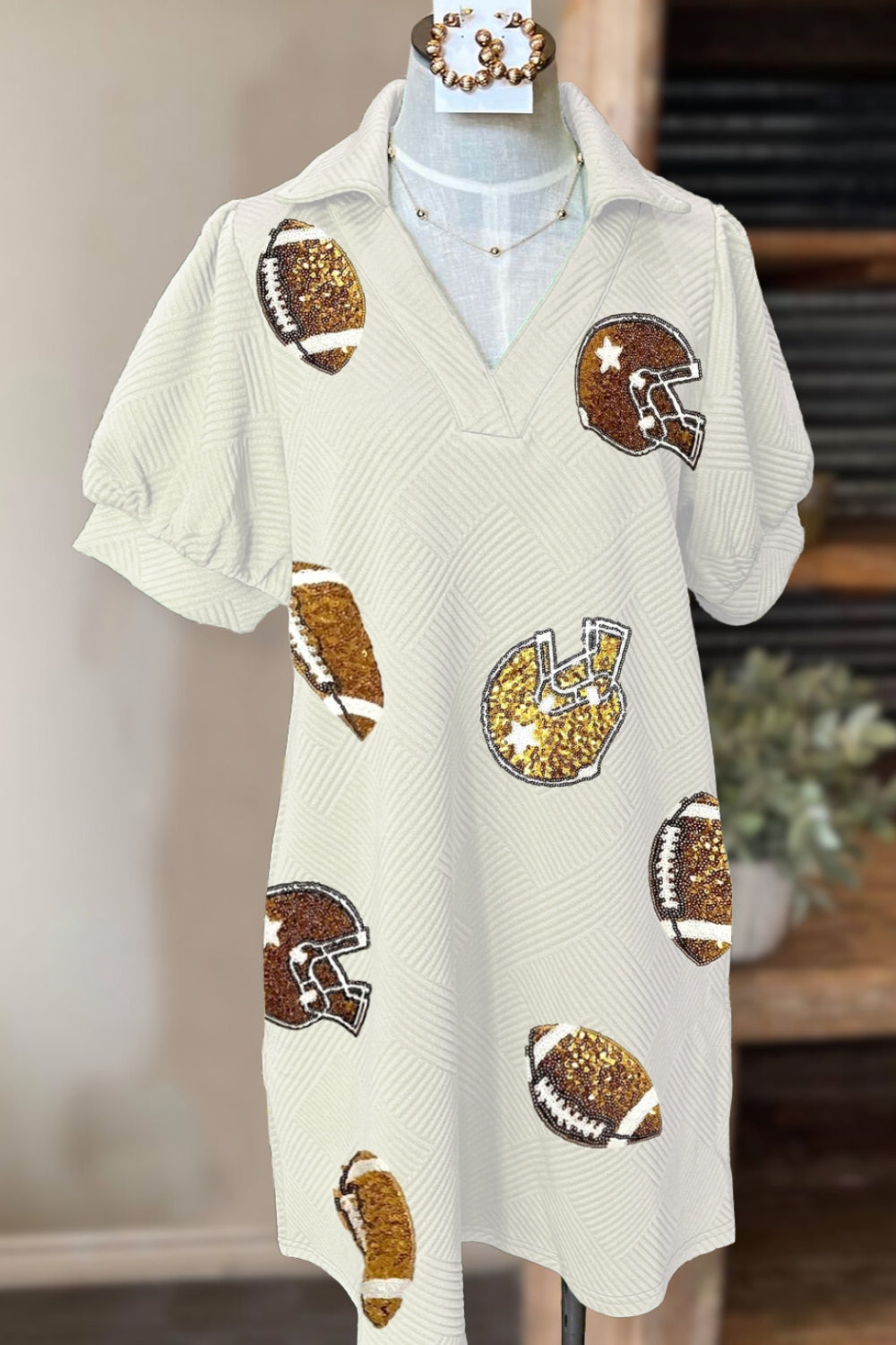 Football Game Sequin Textured Dress