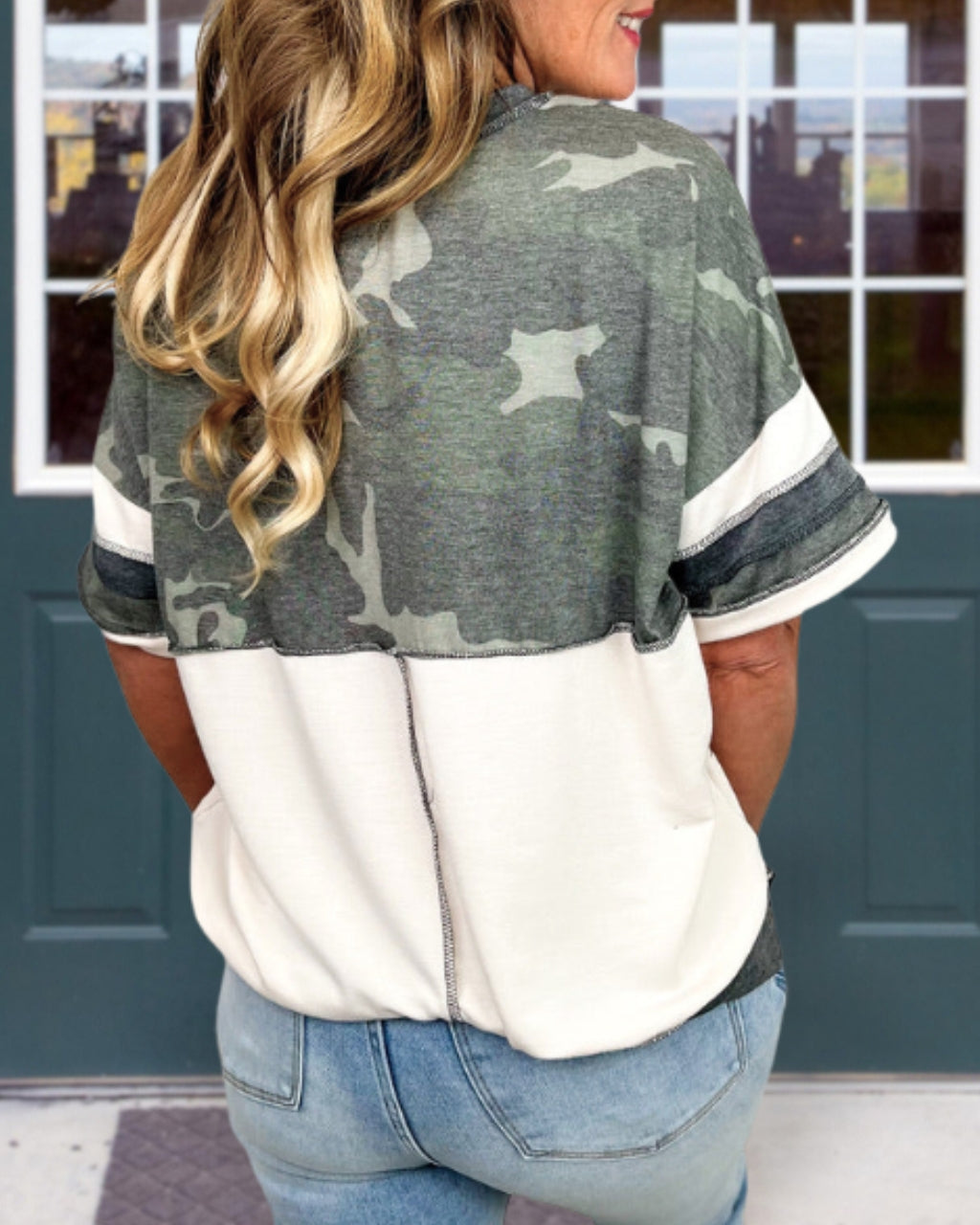 Fun Camo Colorblock Top