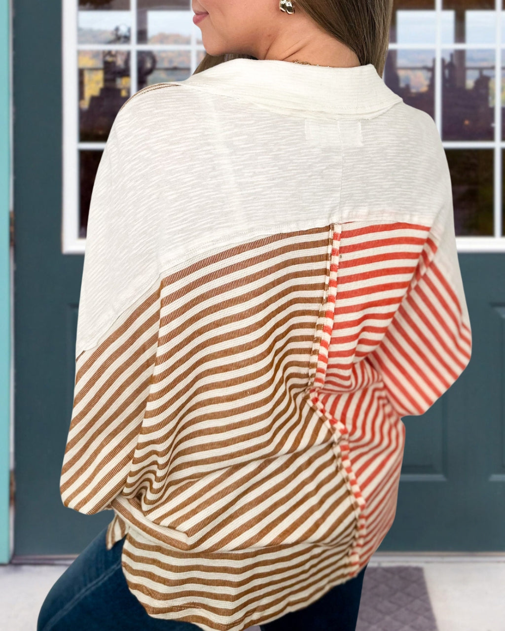 Effortless Striped Colorblock Sweatshirt