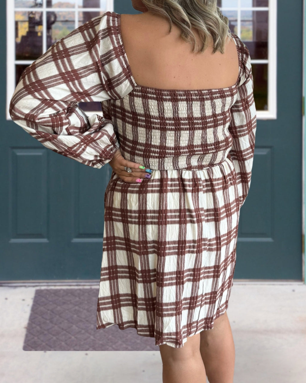 Bow Plaid Smocked Dress