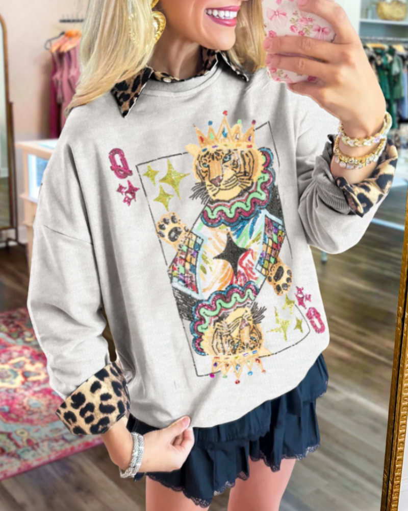 Sequin Tiger Poker Top
