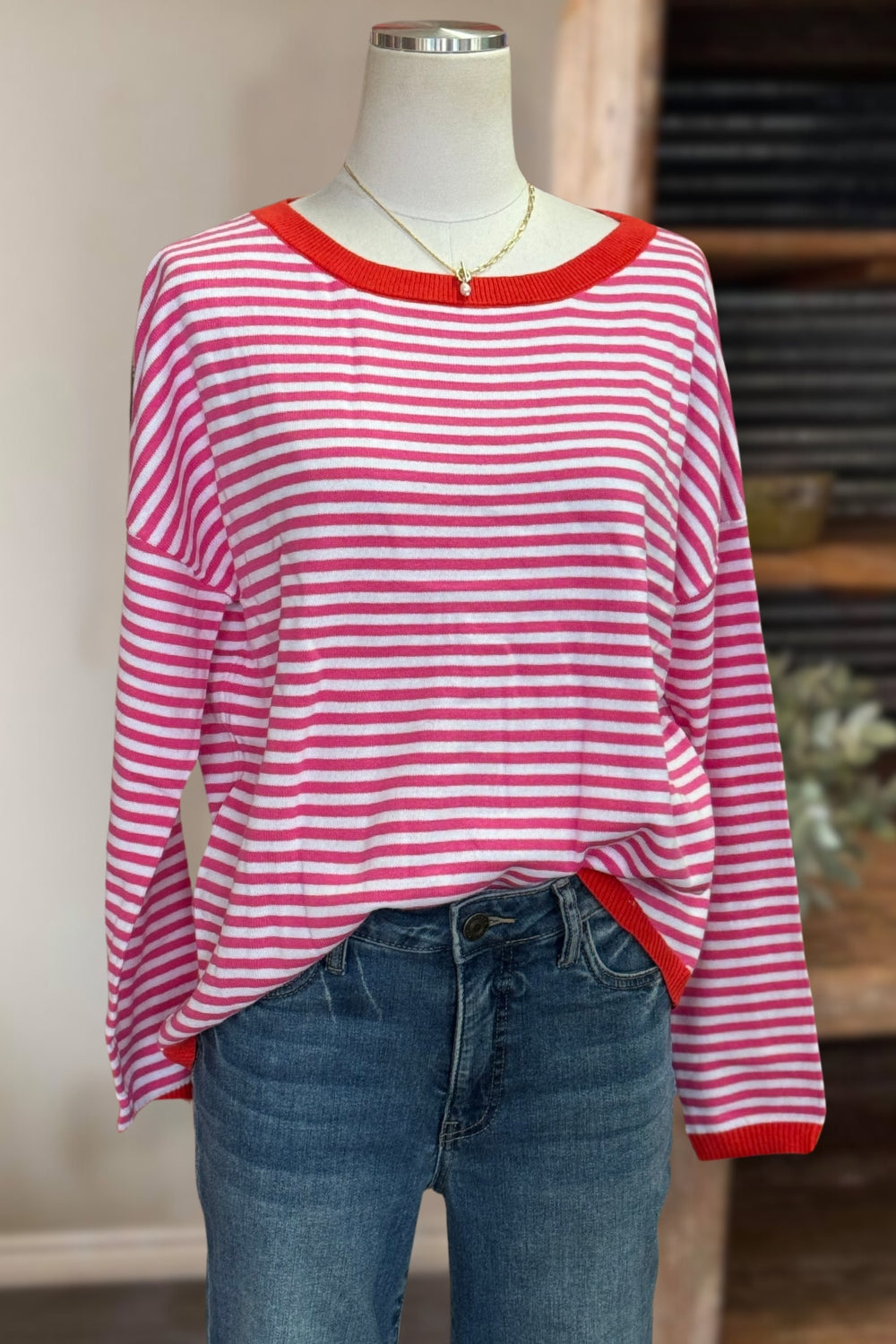 Basic Striped Relaxed Pullover