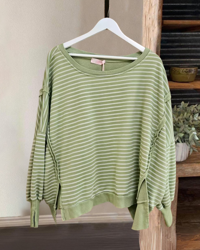Striped Crew Neck Sweatshirt