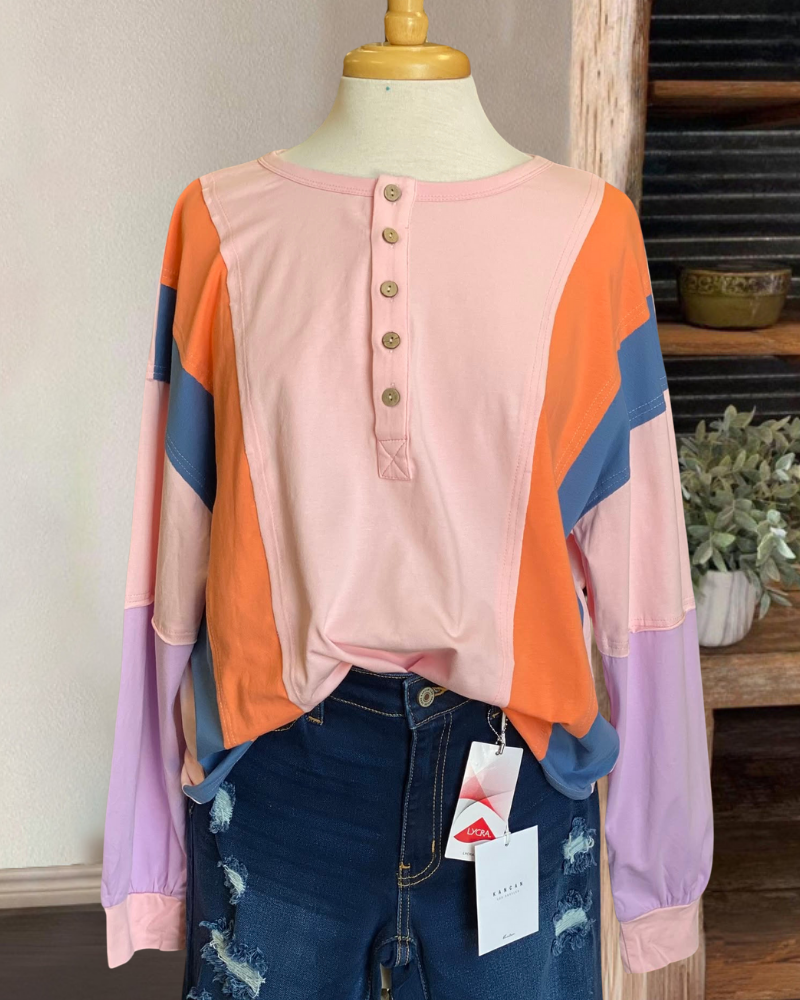 Unique Color Block Sleeve Top