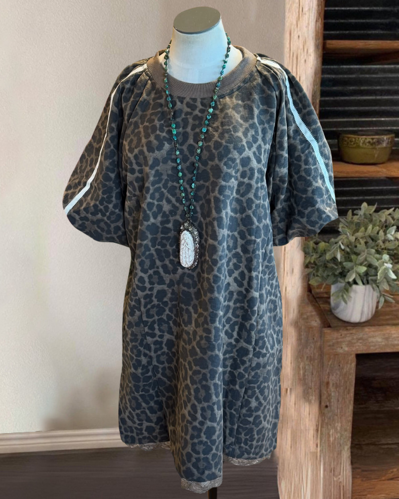 Leopard Print Washed Dress