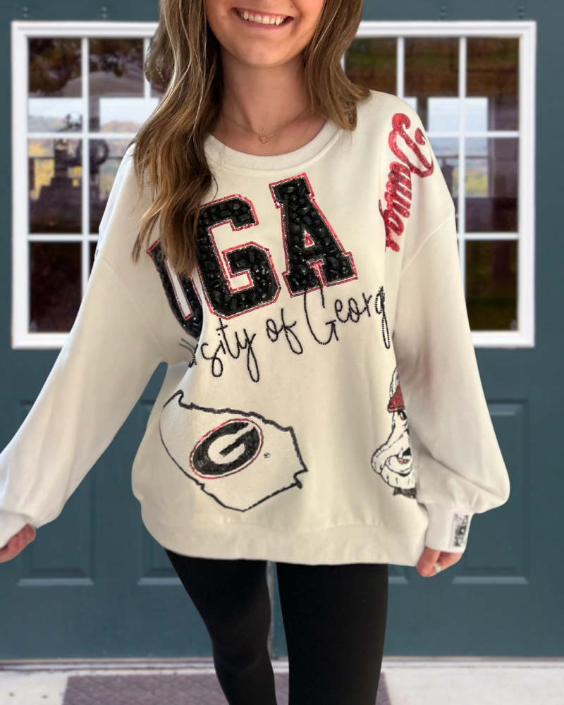 UGA Sequined Rhinestone Sweatshirt