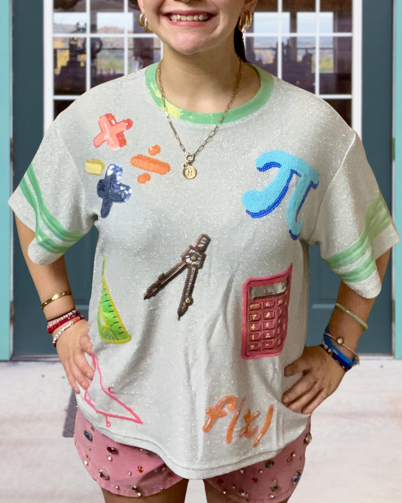 School Mixed Pattern Sequin T-shirt