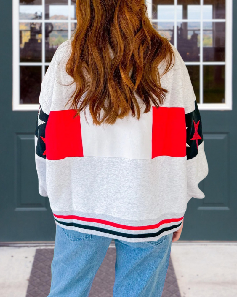 Texas Tech Sequin Stripe Trim Sweatshirt
