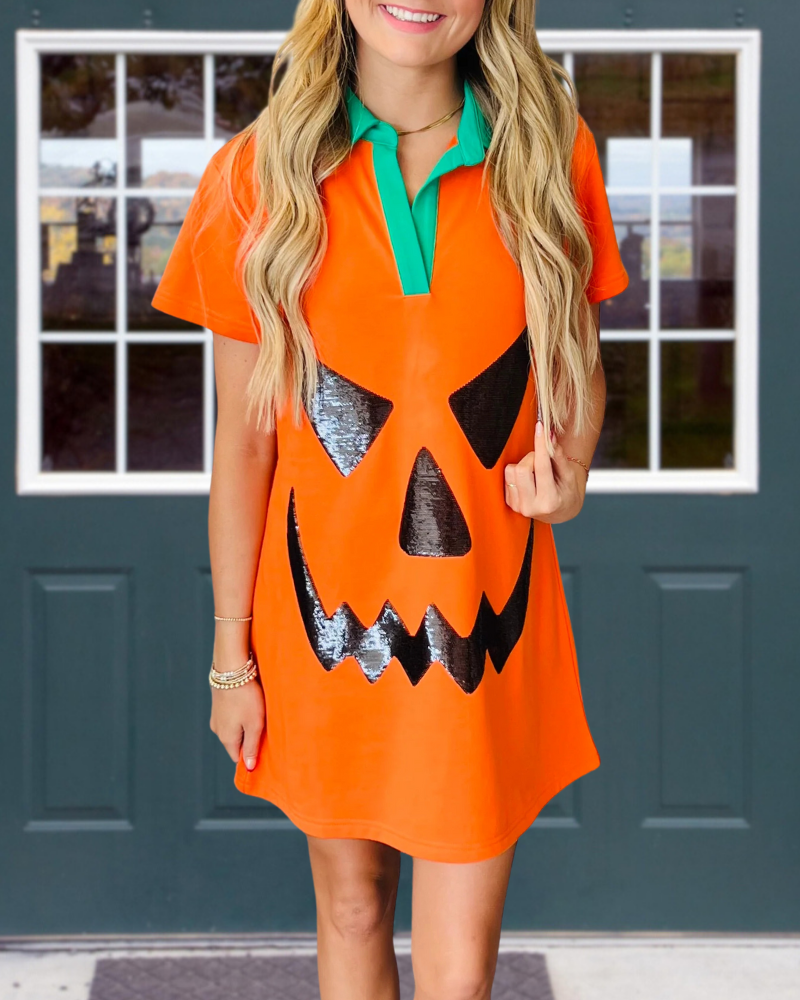 Halloween Pumpkin Face Dress