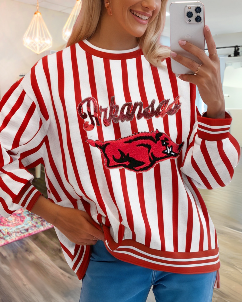 Arkansas Embroidered Striped Sweatshirt