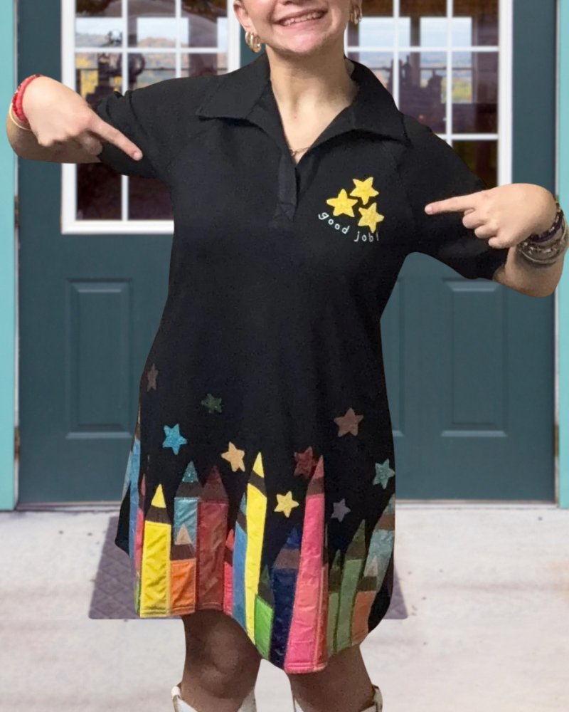 Star Pencil Embroidered Dress