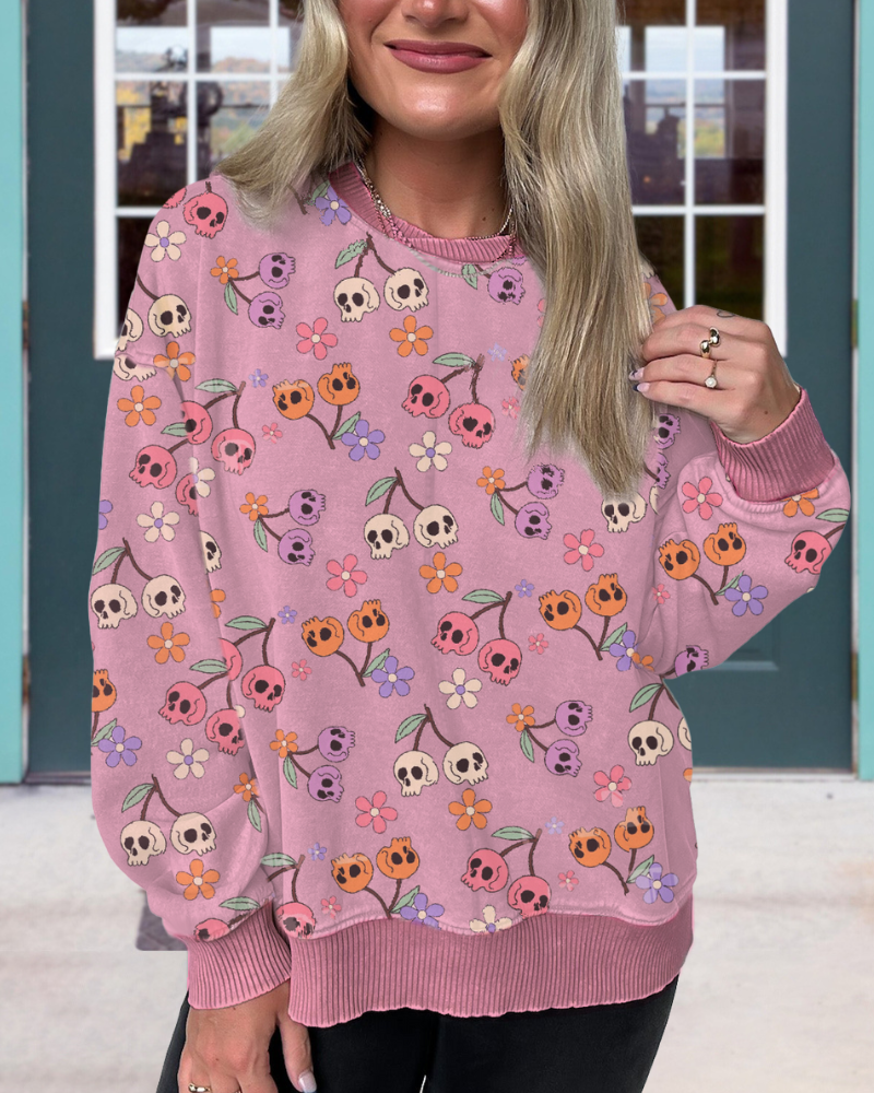 Cherry Skull Floral Sweatshirt