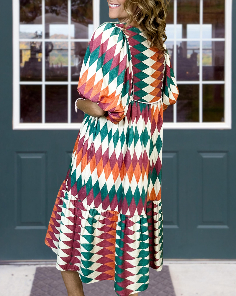 Bohemian Rhombus Geometric Dress