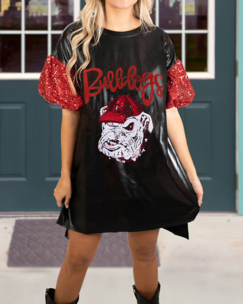 Bulldog Sequined Leather Dress