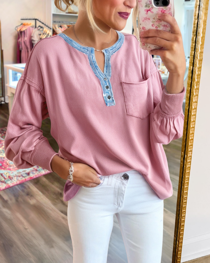 Stylish Contrast Trim Pullover