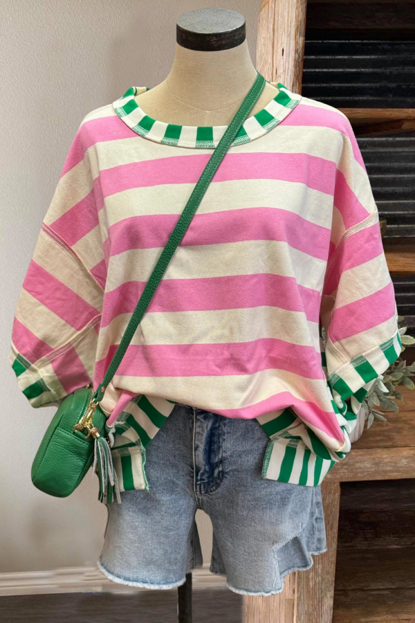 Colorblock Stripes Oversized Tee