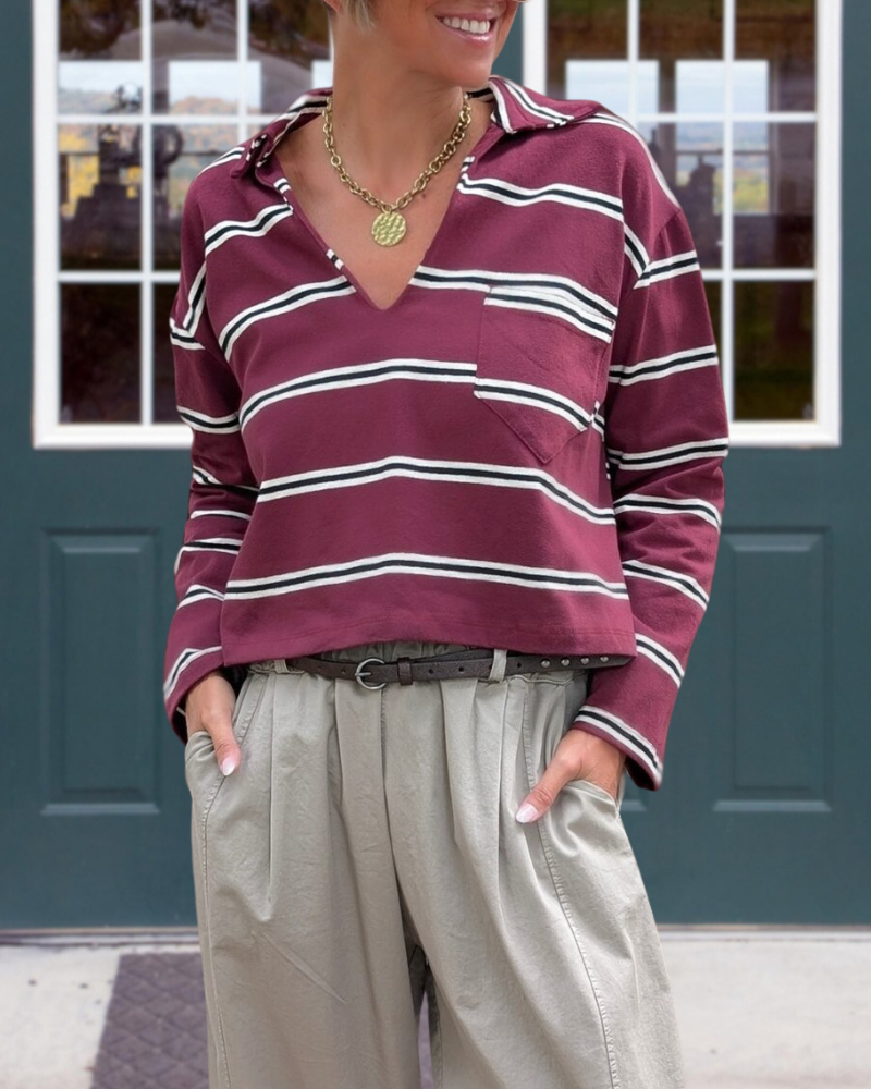 Daily Classic Stripe V-Neck Top