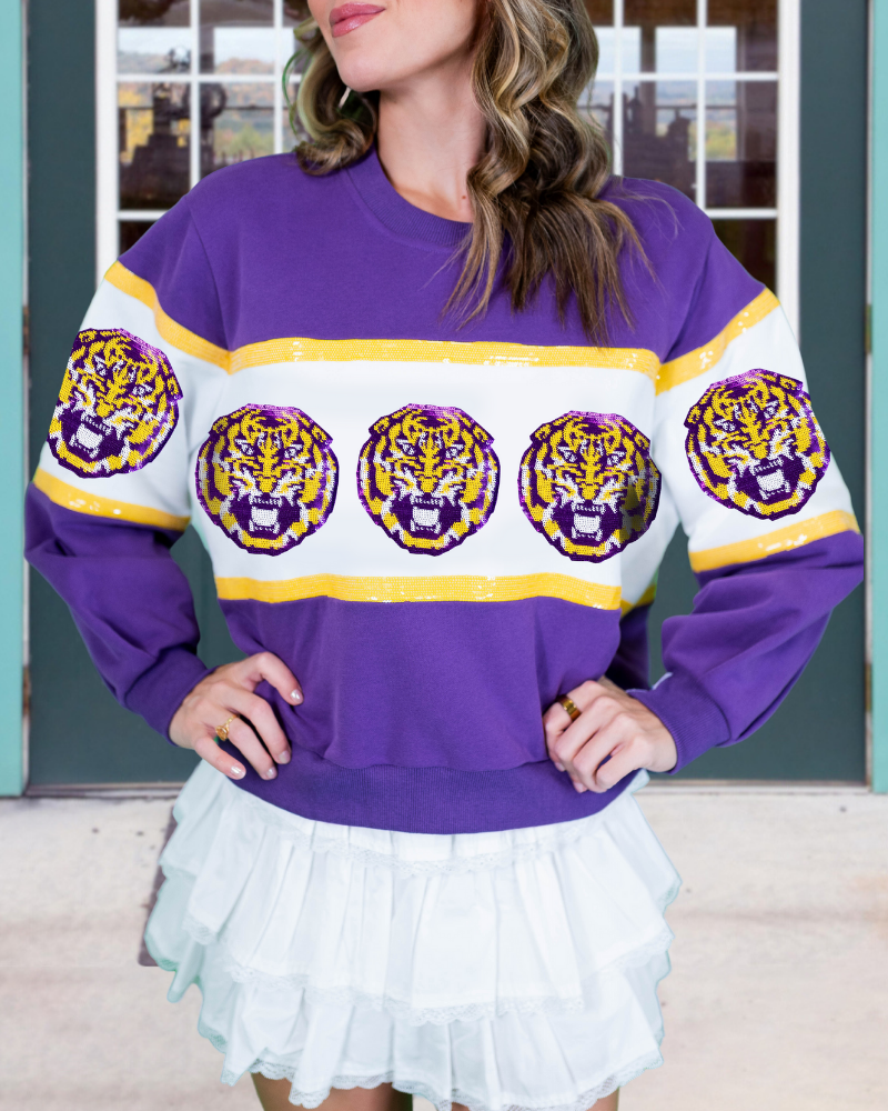 Trendy Tiger Sequined Sweatshirt