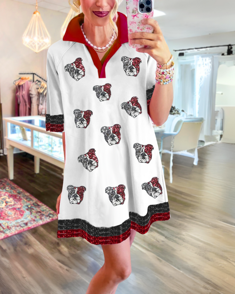 Bulldog Sequined Mini Dress
