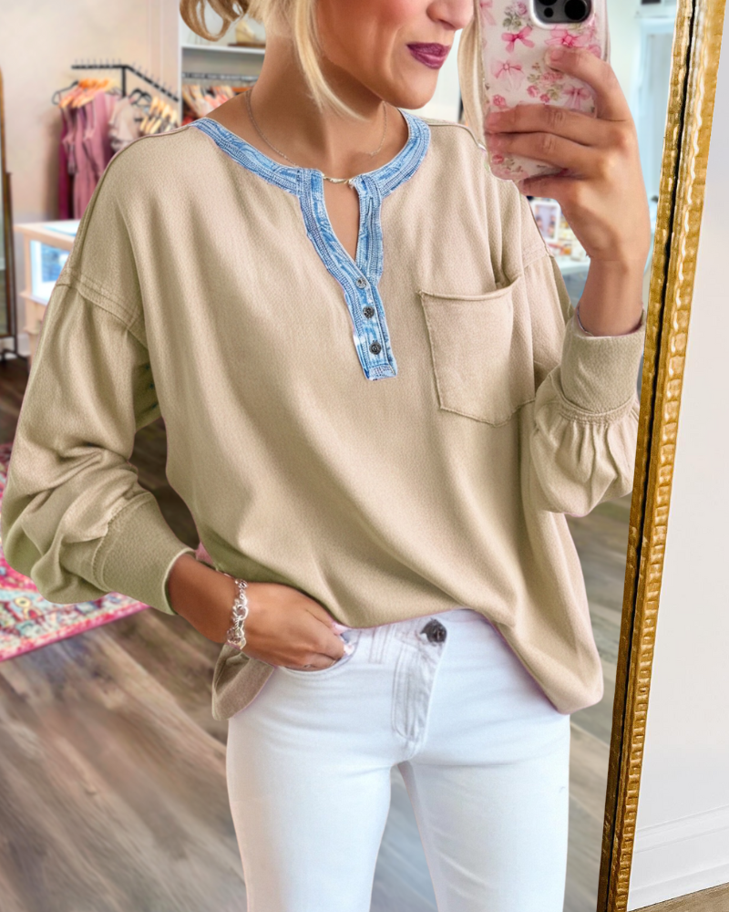 Stylish Contrast Trim Pullover