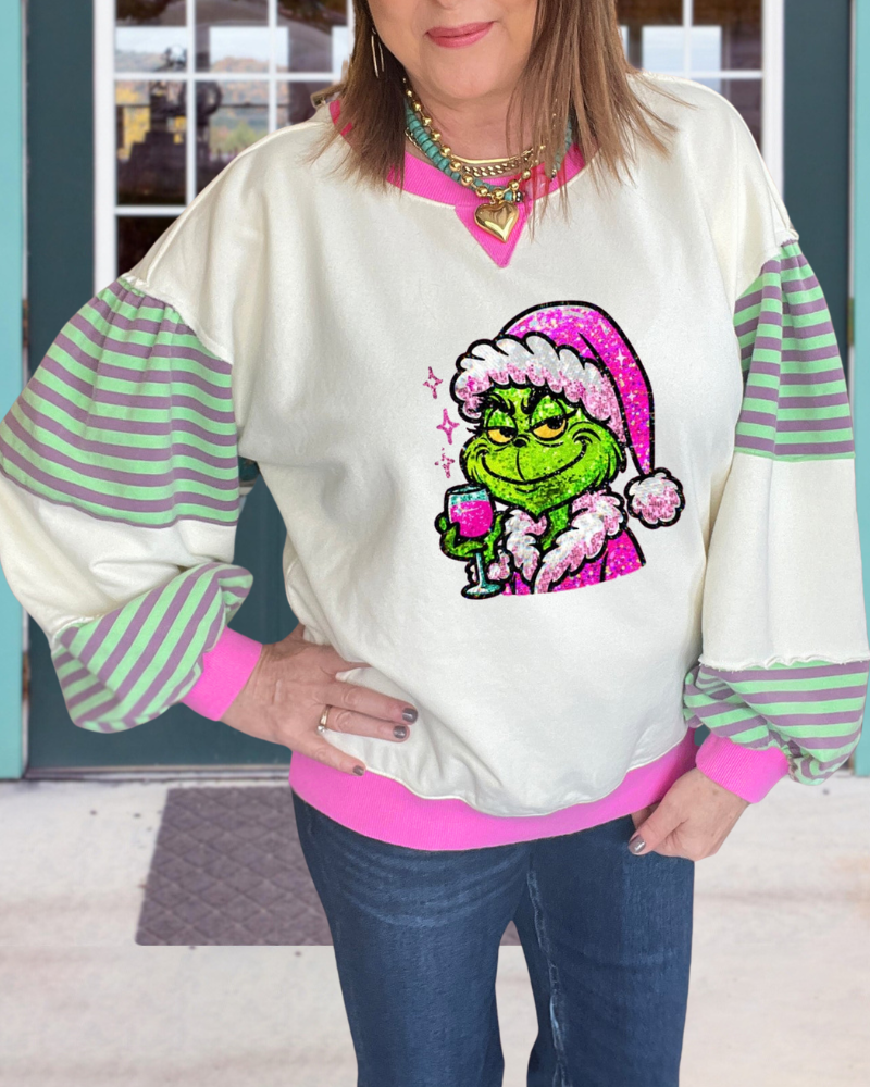 The Grinch Sequin Striped Sweatshirt