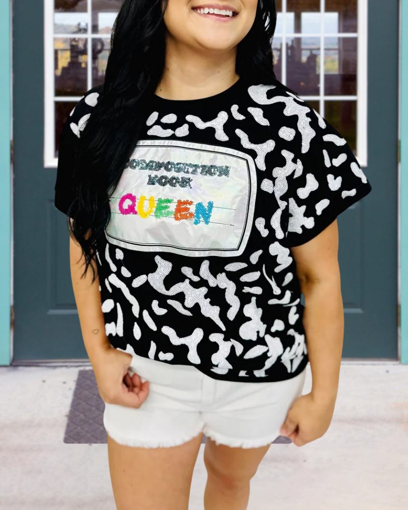 Book Leopard Print Sequined T-shirt
