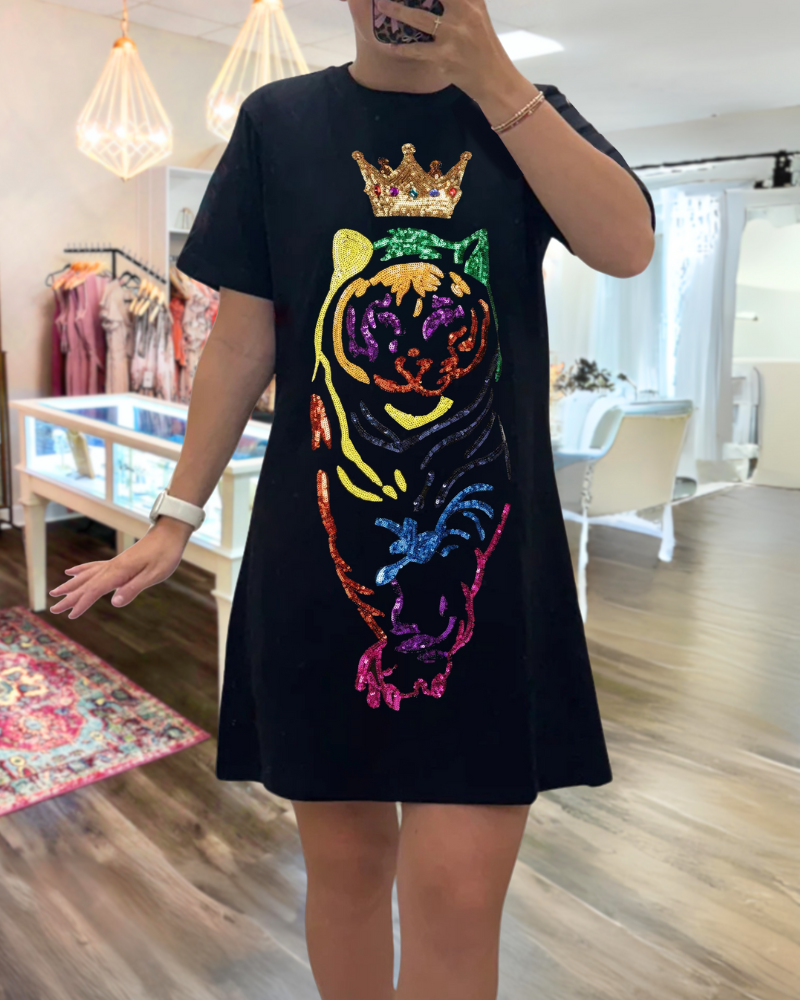 Sequin Tiger Crown Dress
