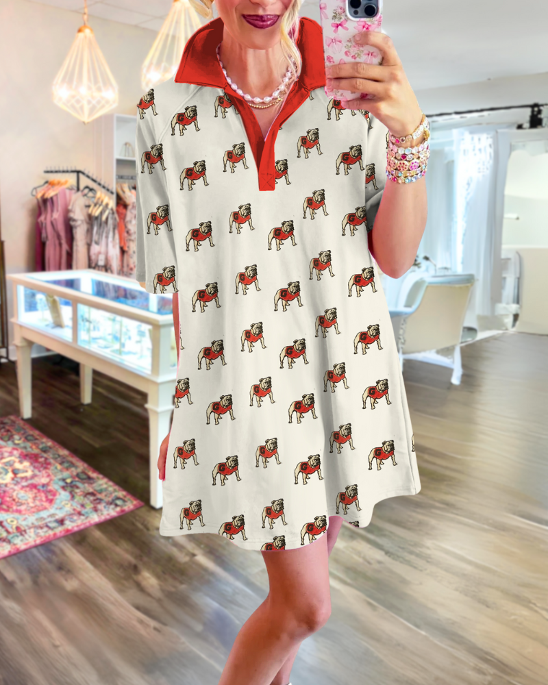 Bulldog Contrast Trim Mini Dress