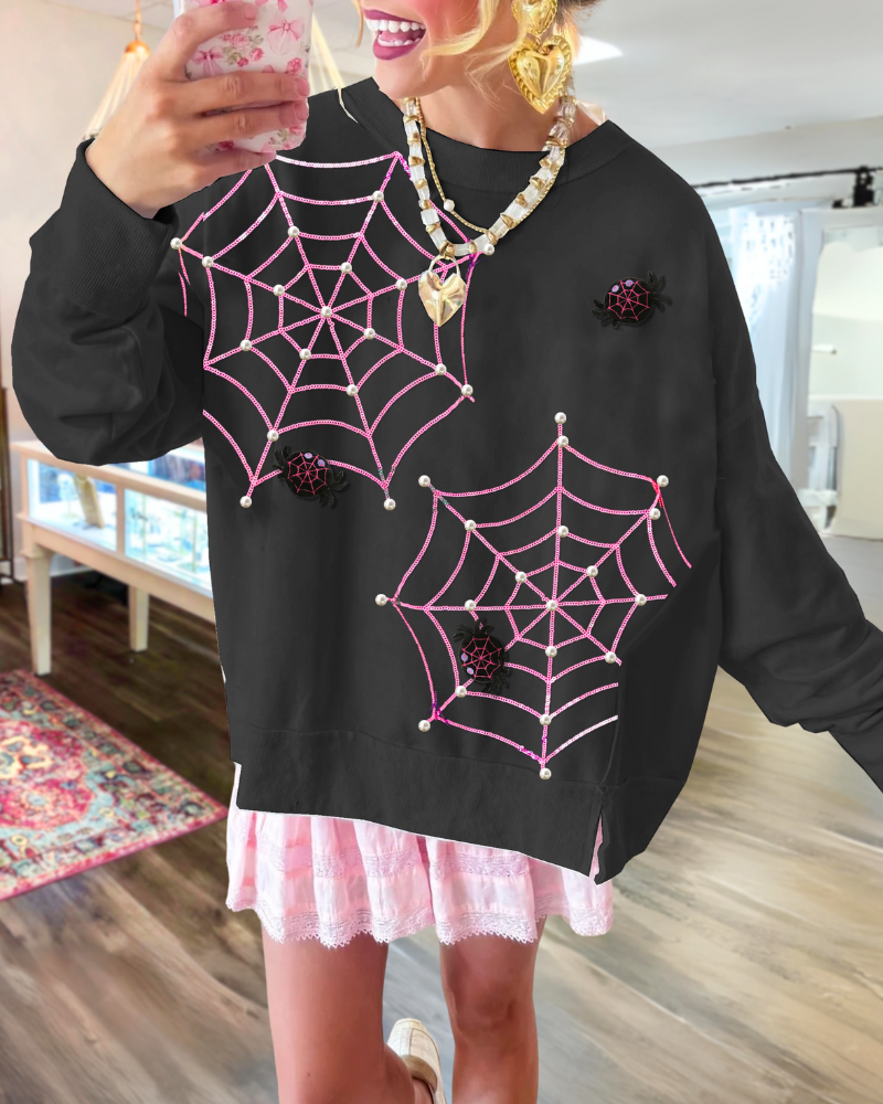 Spider Web Print Sweatshirt