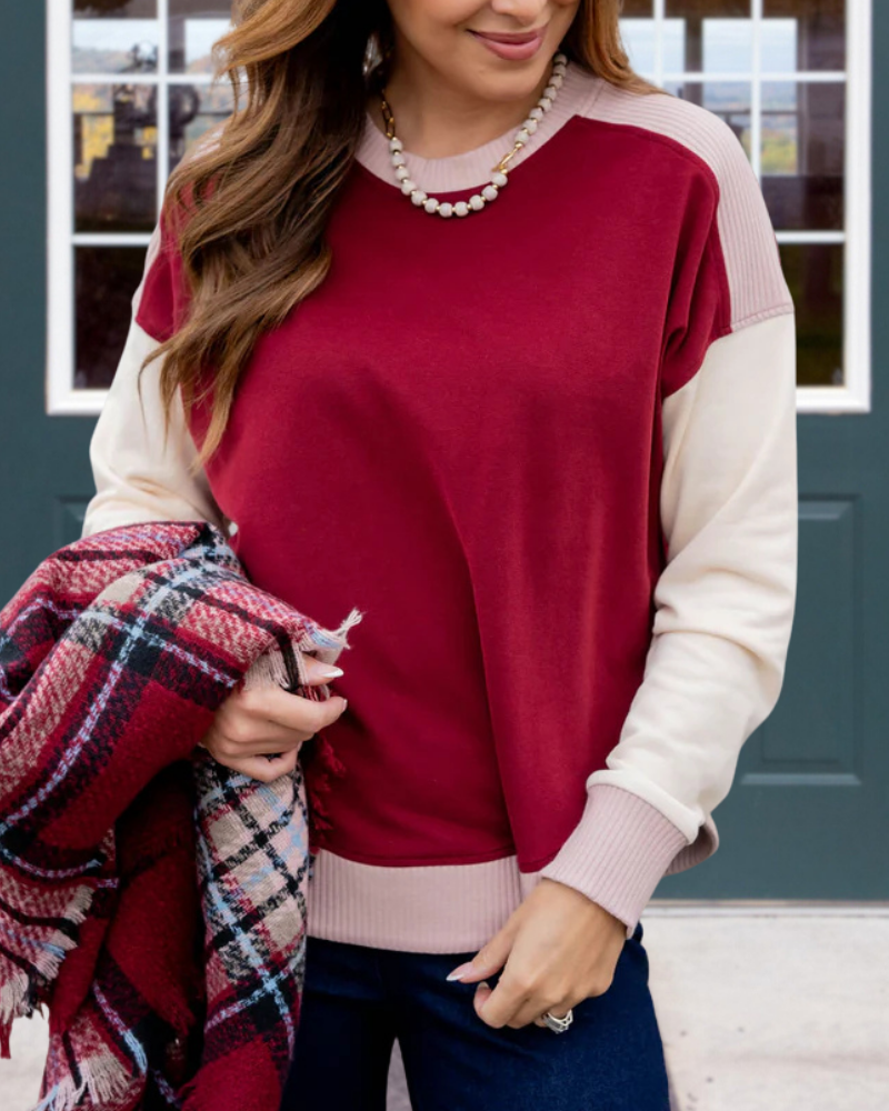 Stylish Colorblock Crewneck Sweatshirt