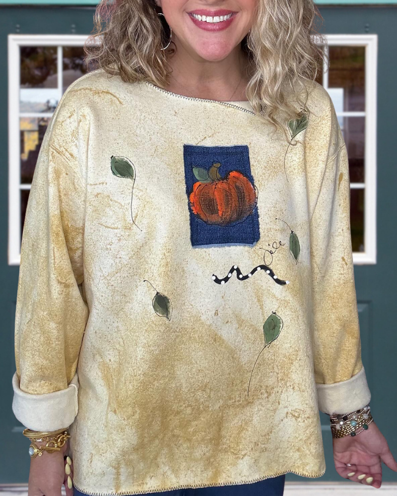 Pumpkin Embroidered Patch Sweatshirt