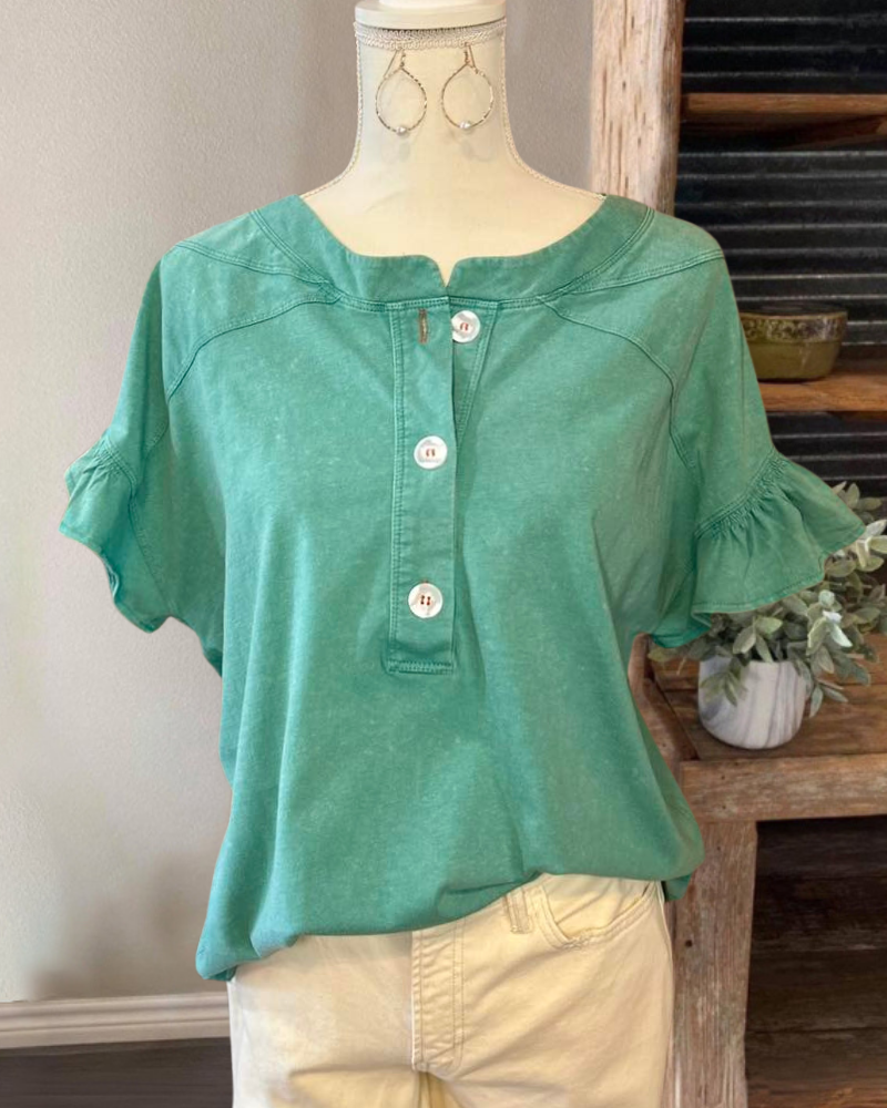 Simple Half Collar Button Top