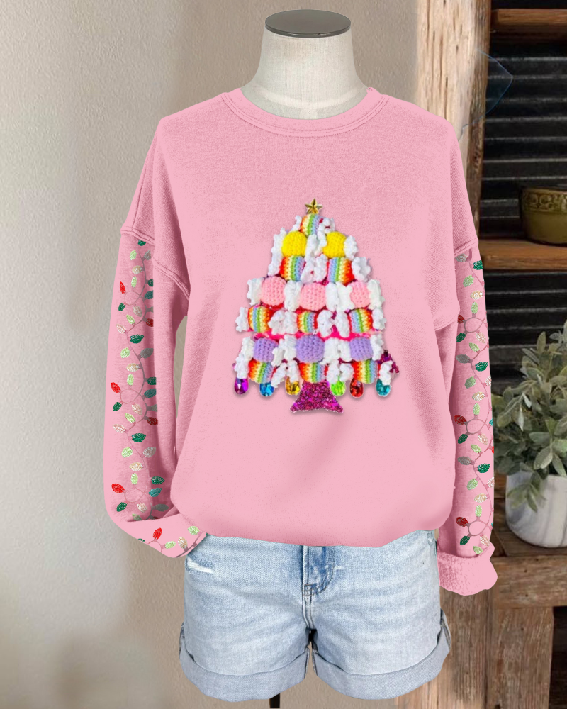 Christmas Candy Tree Embroidered Sweatshirt
