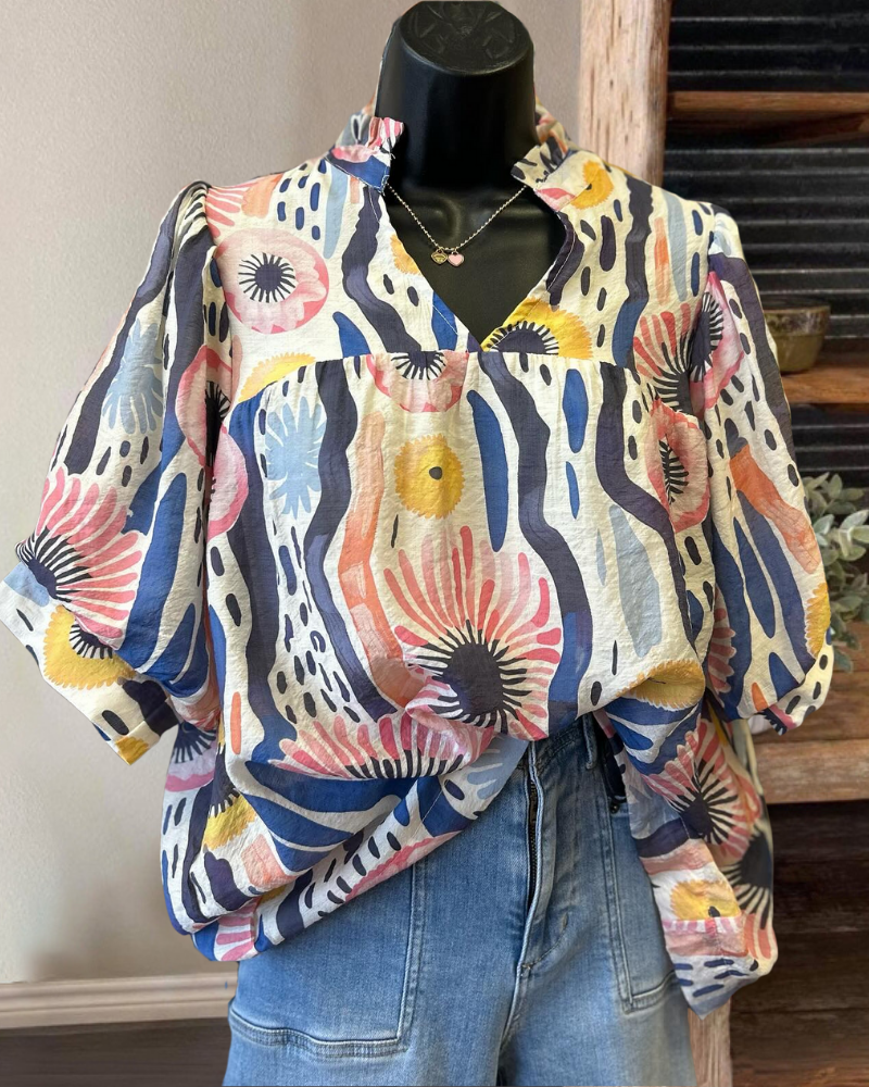 Artistic Floral Painting Top