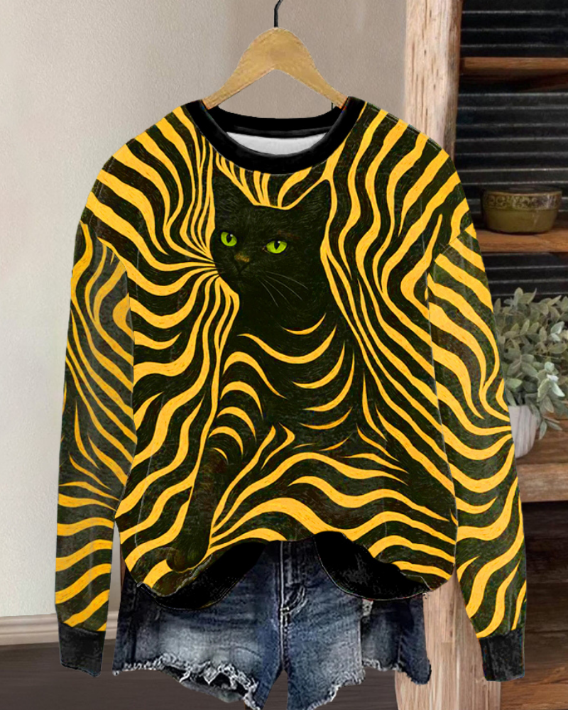 Dreamy Striped Cat Sweatshirt