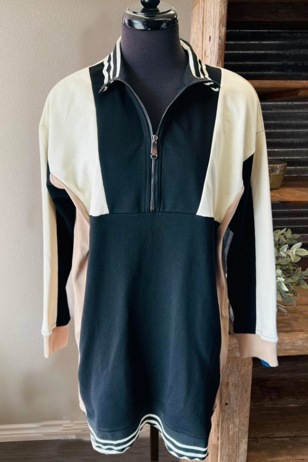 Fall Colorblock Half-Zip Dress