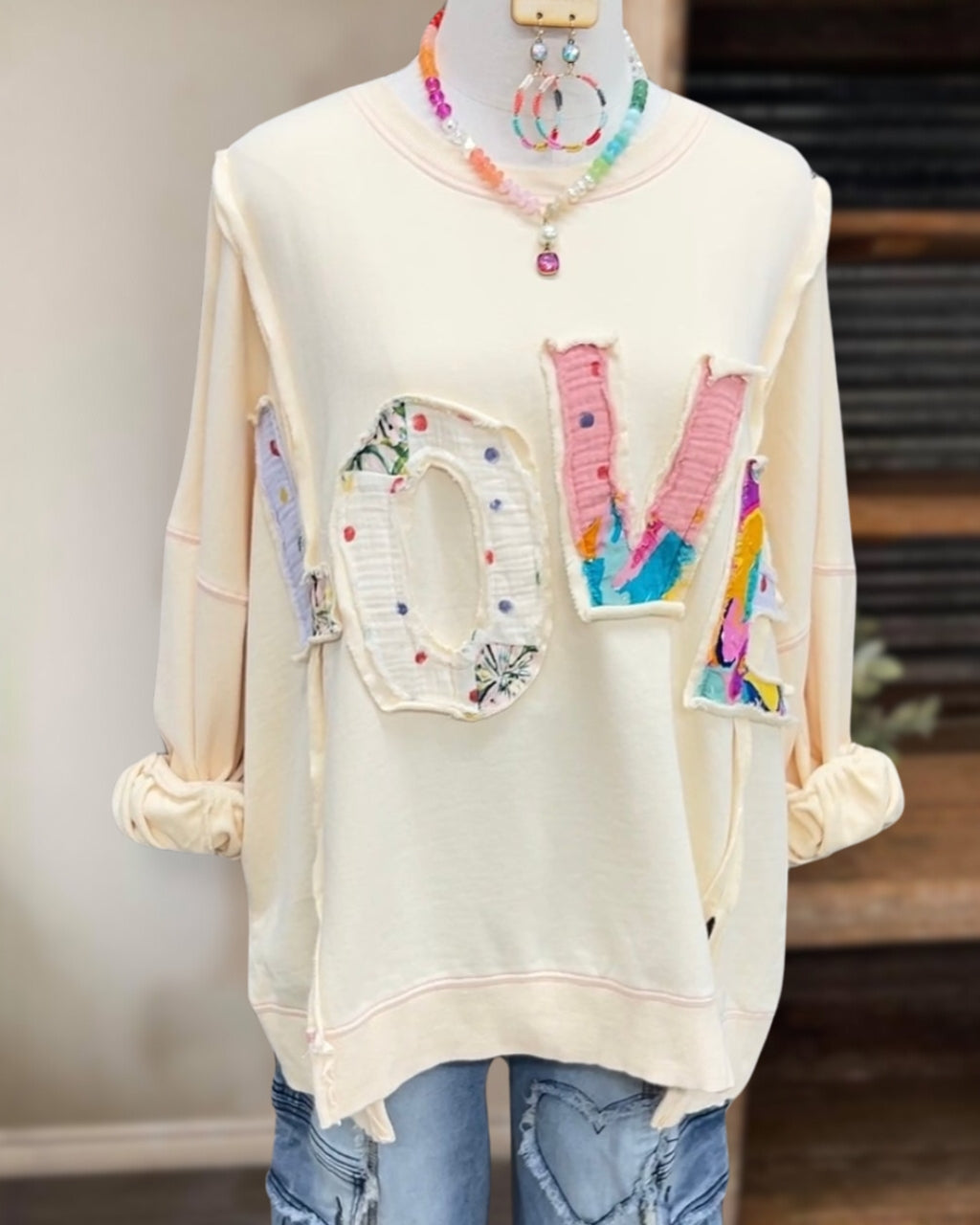 Colorful LOVE Patch Sweatshirt