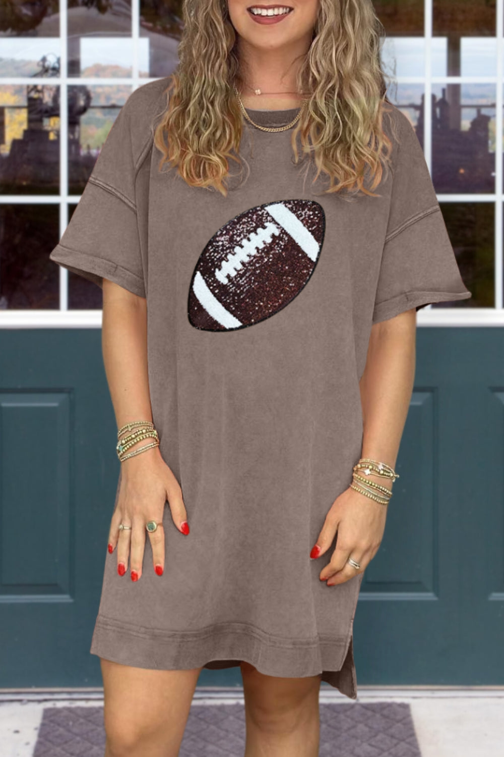 Football Sequin T-shirt Dress