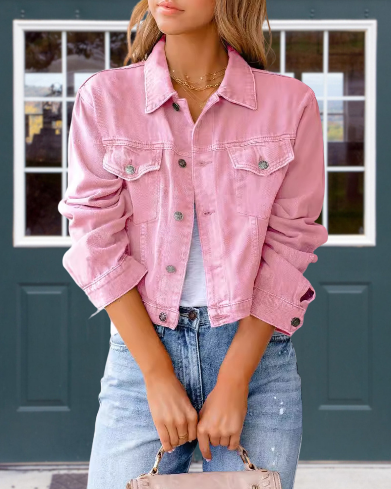 Trendy Cropped Denim Jacket