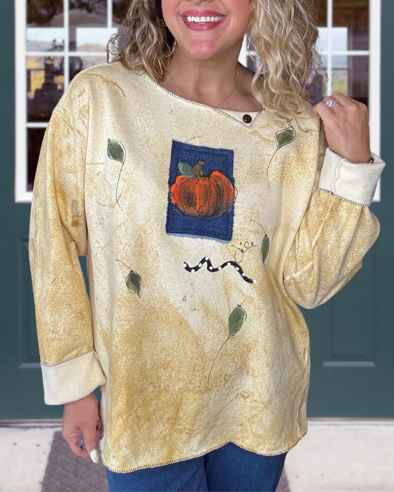 Pumpkin Embroidered Patch Sweatshirt