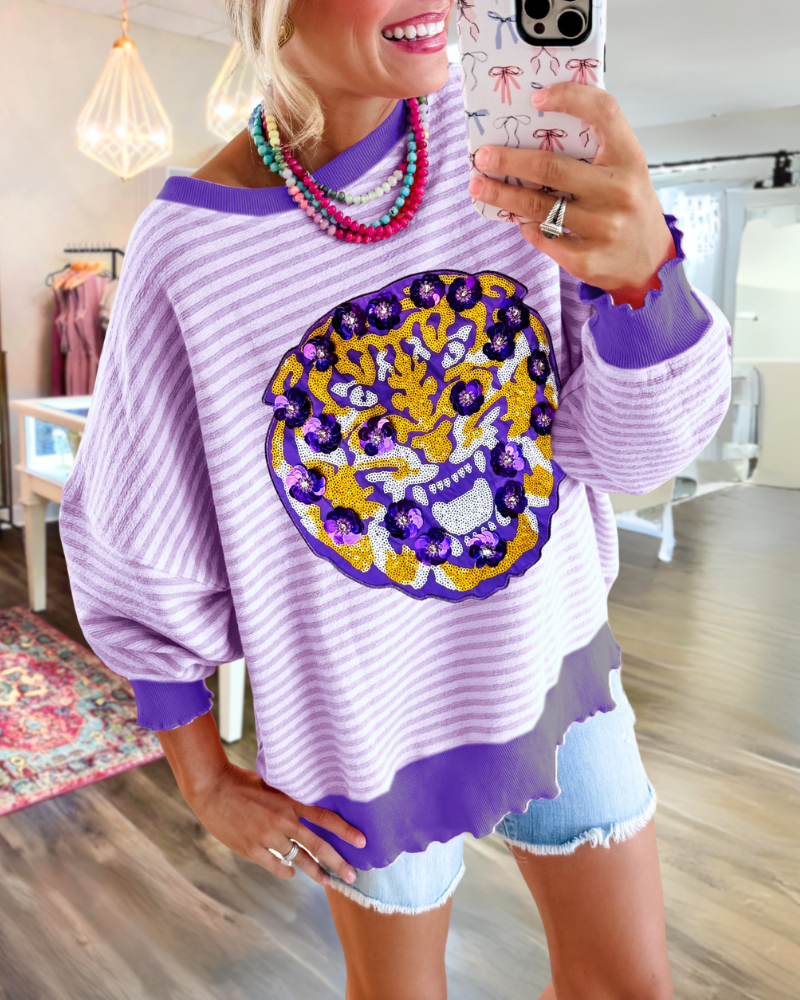 Sequin Tiger Striped Sweatshirt