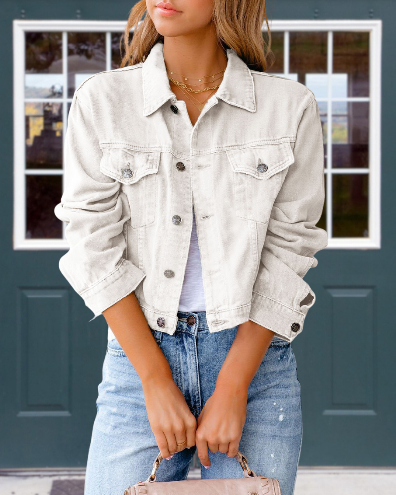 Trendy Cropped Denim Jacket