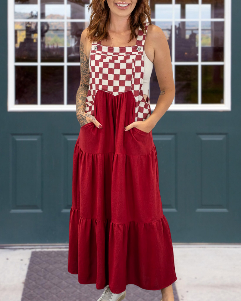 Plaid Patchwork Sleeveless Dress