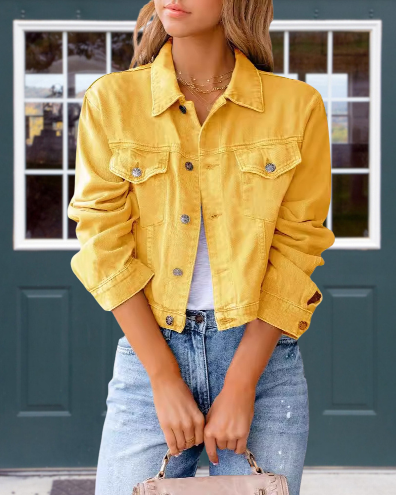 Trendy Cropped Denim Jacket