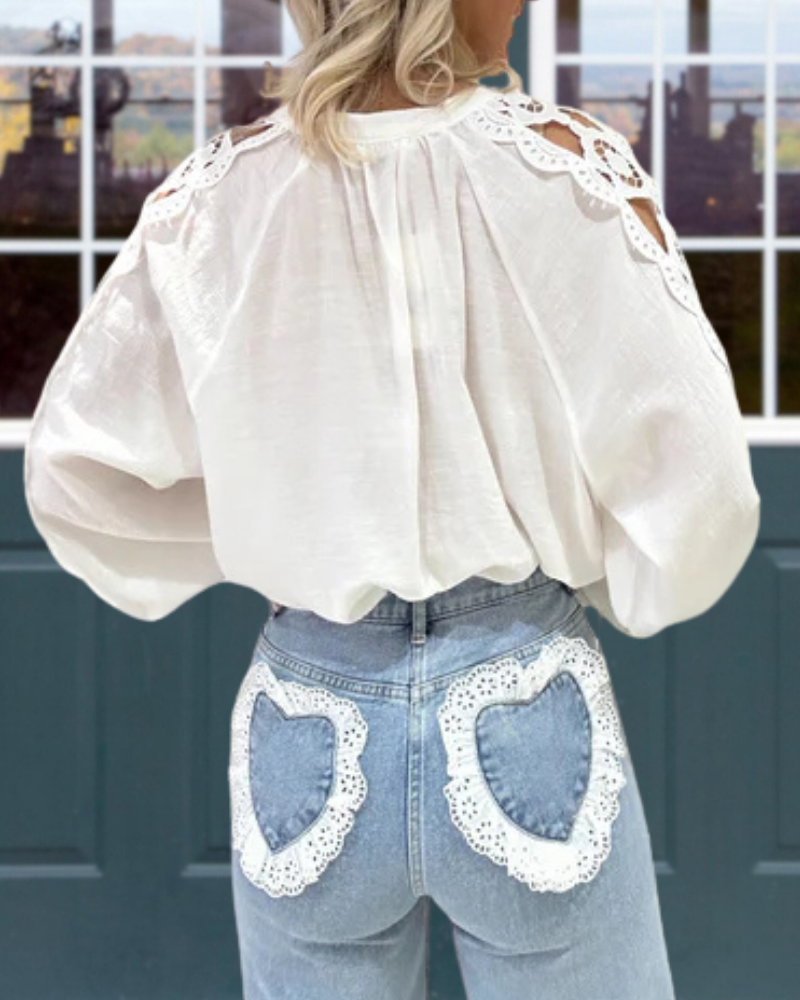 Floral Cutout Sleeve Blouse