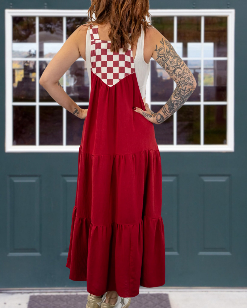 Plaid Patchwork Sleeveless Dress