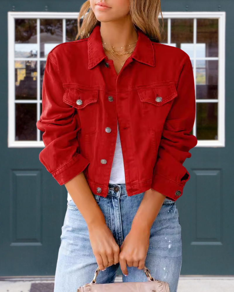 Trendy Cropped Denim Jacket