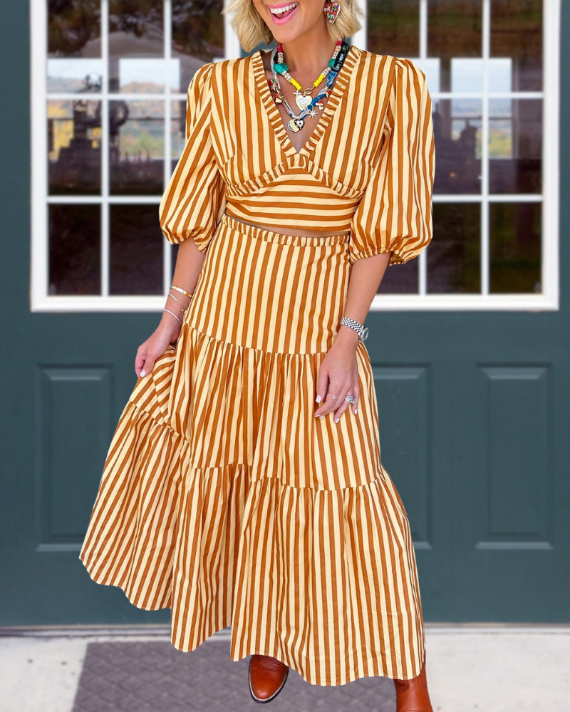 Stylish Striped Layered Maxi Dress