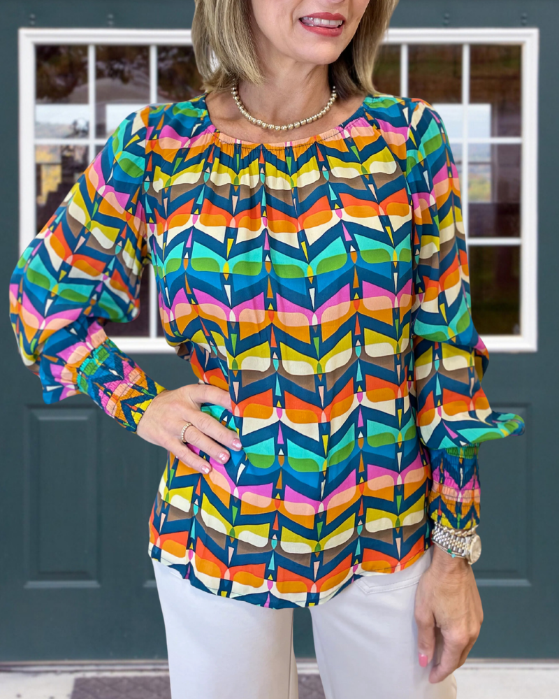 Abstract Rainbow Striped Top